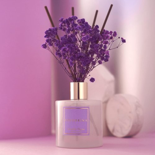 Cocorrína Premium Reed Diffuser Set - Lavender Thyme with Preserved Baby's Breath | 6.76 Fl. Oz Home Décor