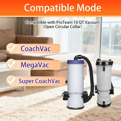 21 Pack 100331 Vacuum Bag Compatible with ProTeam 10 QT Backpack Vacuum Cleaner, Replace Part #100331 Open Cirular Collar