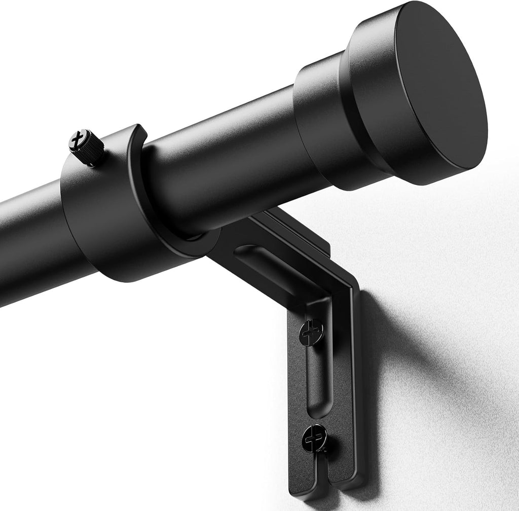YaFex Adjustable Curtain Rod - Heavy Duty 1 Inch, 32-58 Inch for Modern Window Treatments - Black