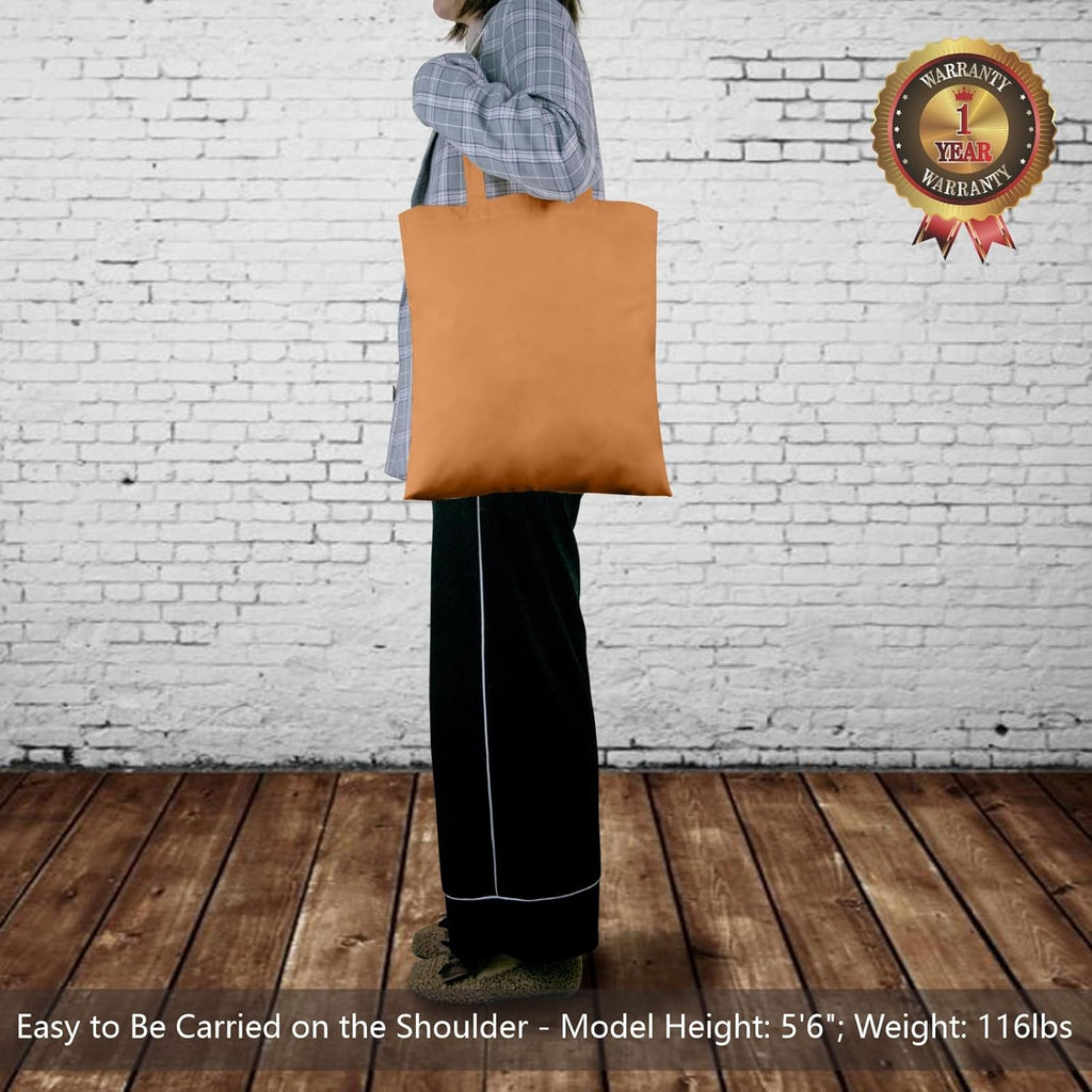 TOPDesign 12-Pack Khaki Cotton Tote Bags - Lightweight Reusable Grocery Bags for DIY & Promotions