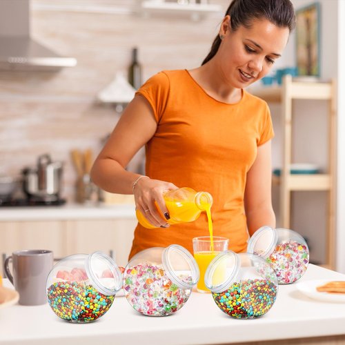 Willinglong 4 Pcs 80 oz Plastic Candy Jar with Lid for Candy Buffet Large Storage Jar Clear Food Storage Canisters Kitchen Countertop Container for Cookies Snacks Indoor Outdoor