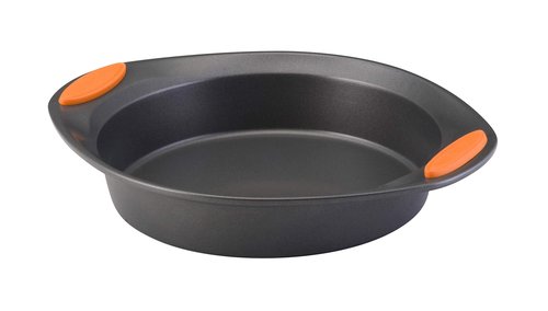Rachael Ray 55673 Nonstick Bakeware Set with Grips includes Nonstick Bread Pan, Baking Pans and Cake Pans - 5 Piece, Gray with Orange Grips