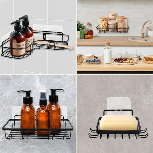 BWESOO Corner Shower Caddy Hooks - 6 Pcs No-Drill Strong Adhesive for Easy Bathroom Storage