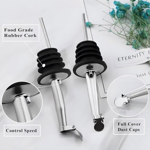 4 Pack Oil Pourerswith Flip Top, Olive Oil Dispenser Spout, Oil Spout Liquor Bottle Pourer Spouts, Speed Pour Spouts for 3/4" Bottle Mouth