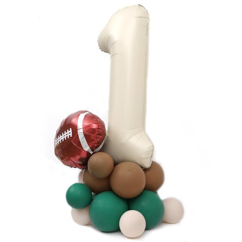First Year Down DIY Kit - American Football Balloon Tower Decorations, Sports Theme 1st Birthday Centerpiece with Touchdown Number Balloons