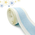 Blue & White Ribbon by [Brand Name] - Wired Ivory Stripe Edge for Baby Shower & DIY Crafts | 10 Yards x 2.5 Inch