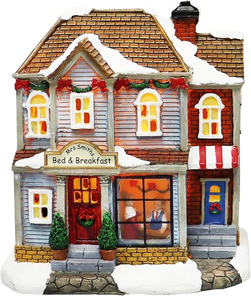 Moments In Time 20-Piece Lighted Christmas Village Set - Hand-Painted Holiday Display with LED Lights