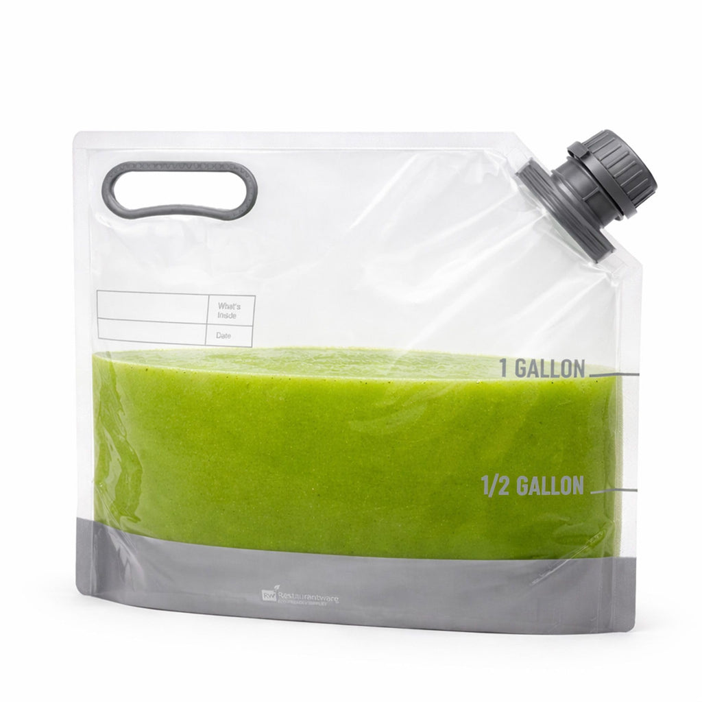 Restaurantware Cater Tek 1 Gallon Water Containers 10 Drink Bags - Collapsible Includes Tamper-Evident Caps Clear Plastic Beverage Bags For Catered Events Camping or Hiking Durable Handle