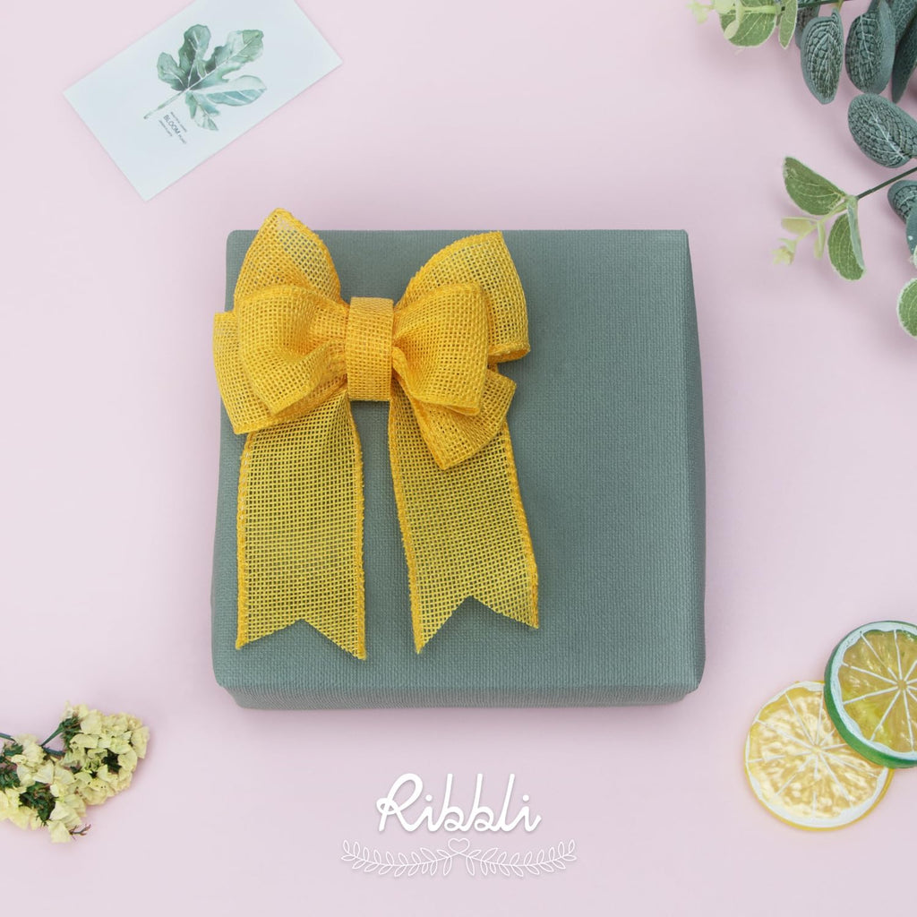 Ribbli Yellow Burlap Wired Ribbon - 1.5 Inch x 10 Yards | Perfect for Bows, Wreaths & Outdoor Decor