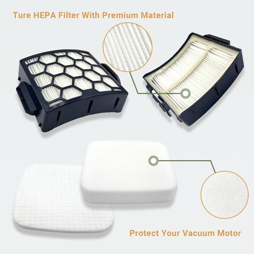 LA555 LA402 Filter Replacement Parts for Shark LA300, LA301, LA322, LA351, LA502, LA455, LA702 Rotator Lift-Away ADV DuoClean PowerFins Upright Vacuum, XHF320 and XFFK320, 2 HEPA+4 Foam&Felt Filters