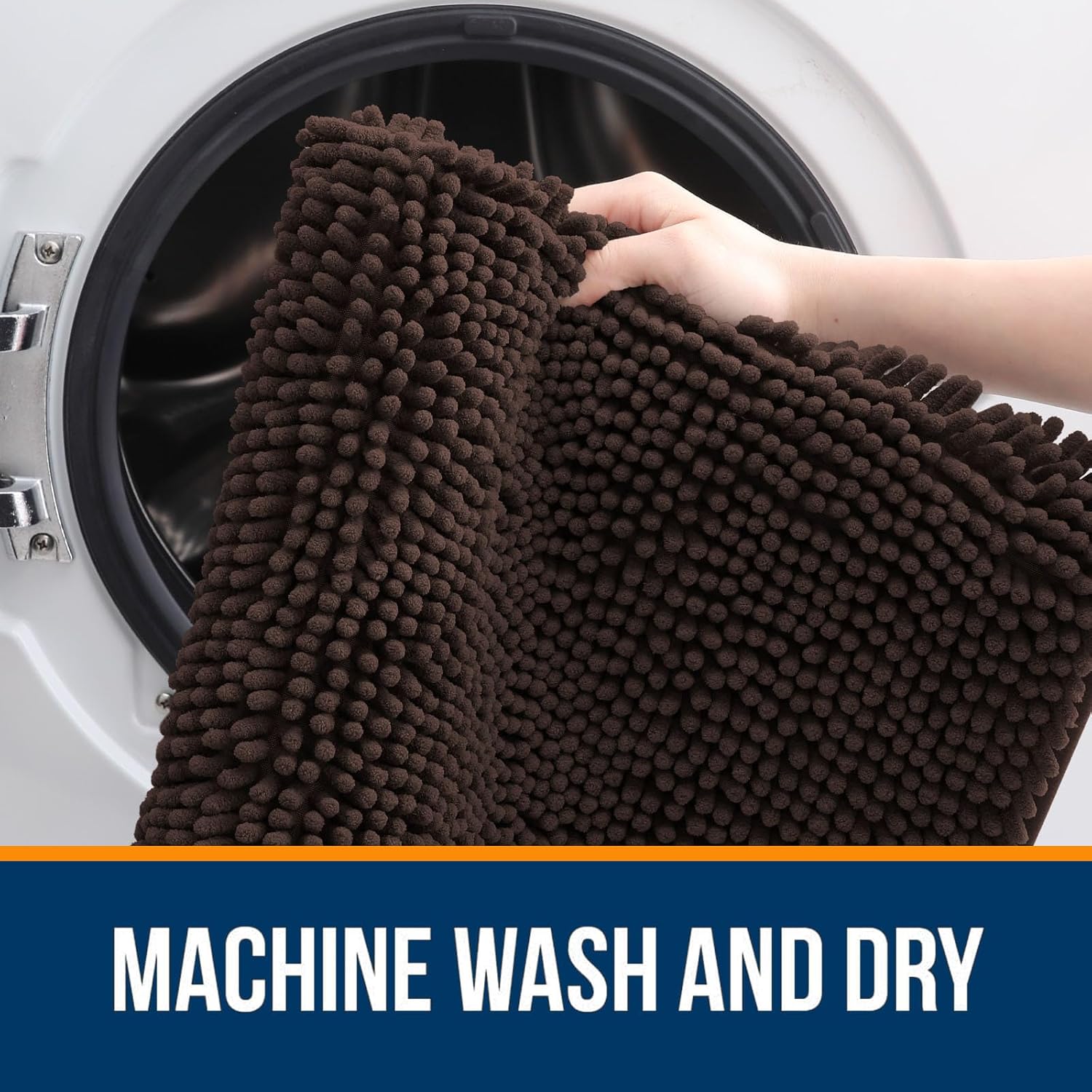 OLANLY Bath Rugs - Extra Soft Chenille with Rubber Backing | Quick-Dry, Machine Washable, 44x32, Brown