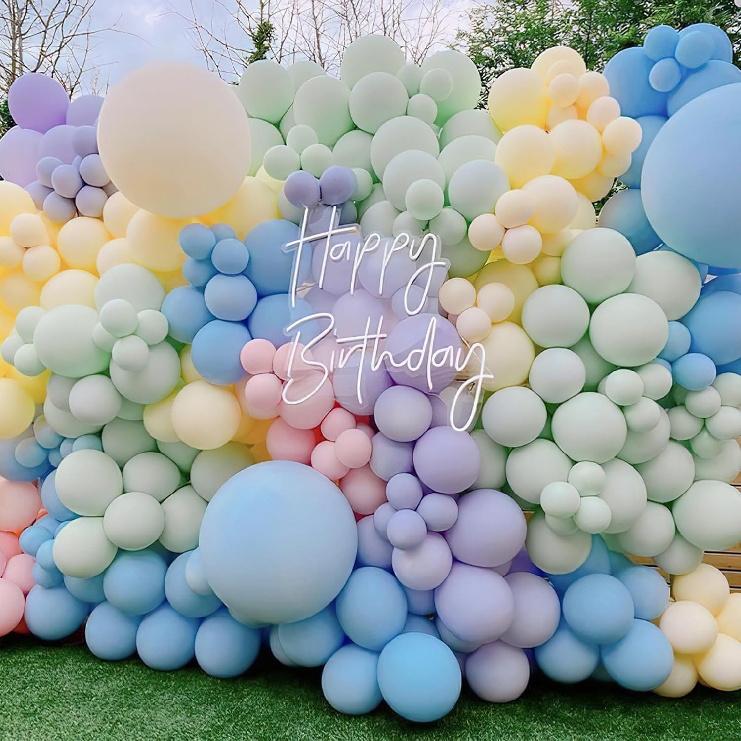 PartyWoo Pastel Balloons - 101pcs 12 Inch Rainbow Latex Balloons for Baby Showers & Celebrations