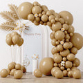 Voircoloria 130-Piece Light Brown Latex Balloon Garland Kit - Various Sizes for Birthday, Baby Shower, and Wedding Celebrations