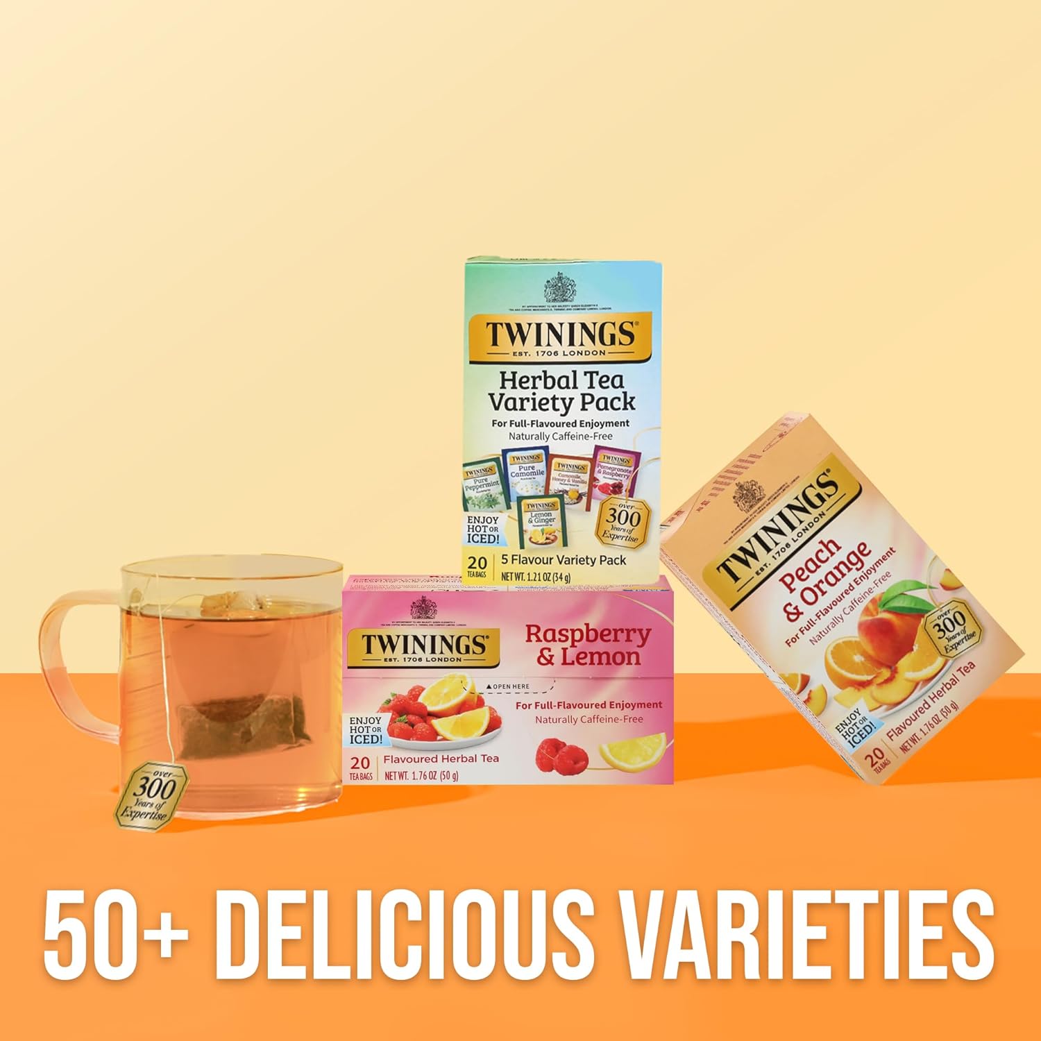 Twinings Herbal Tea Variety Pack - 20 Count (Pack of 6) | 5 Delicious Flavors, Caffeine-Free