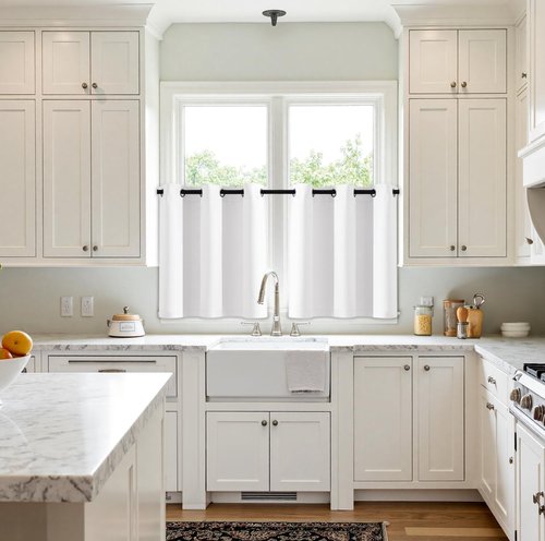 MIULEE Short Curtains - Thermal Insulated Pure White Half Window Drapes | 2 Panels 40" x 36" for Kitchen & Bathroom