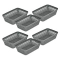 Glad Plastic Storage Basket Set - Multipurpose Drawer Trays, Kitchen Pantry Containers, and Bathroom Bins - 6 Pack Medium Organizers, Grey