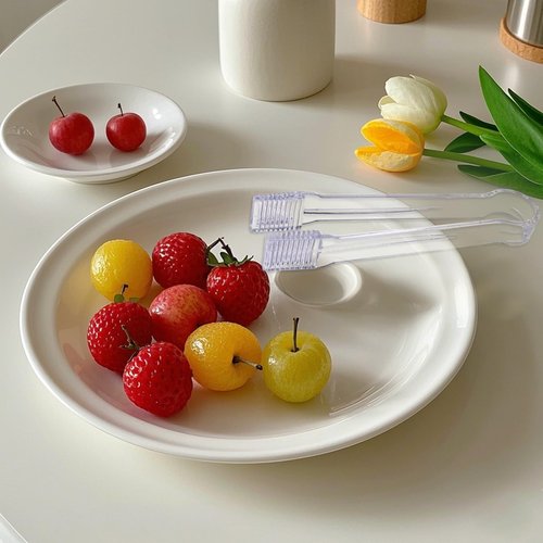12Pcs Clear Plastic Ice Scoops Tongs Set, Small Tongs for Serving Food, Mini Candy Scoops for Candy Buffet Dry Goods Freezer Bin Canisters (Clear)