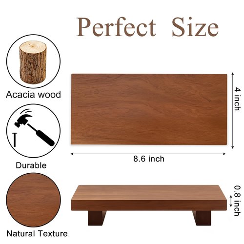 Acacia Wood Riser Pedestal Stand Farmhouse Small Bathroom Vanity Tray Rustic Wooden Hand Soap Dish Dispenser Holder for Kitchen Sink Counter Decorative Tray Modern Bathroom Decor Organizer Accessories