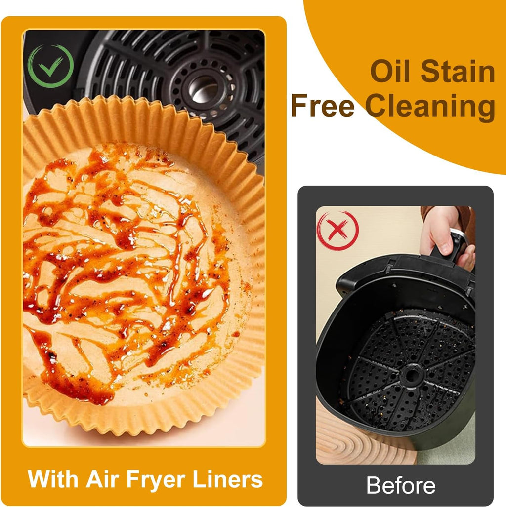 Air Fryer Liners - 100 Pcs Non-Stick Parchment Paper for 6.3-Inch Round Air Fryers | Food Grade Accessories