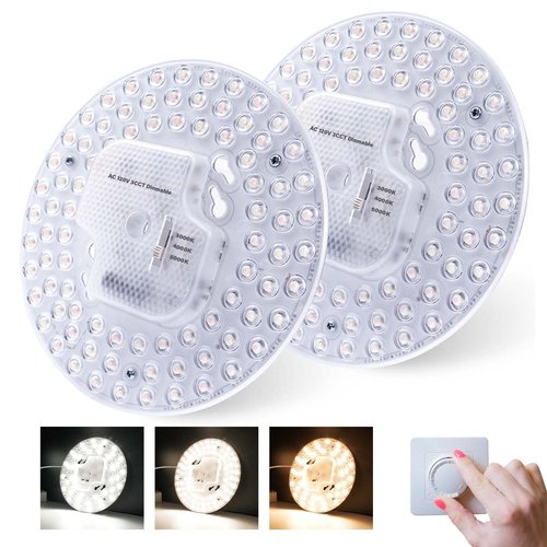 Lustaled 2Pack 36W LED Light Engine Retrofit Kit,6.69inch 3200LM 3CCT 3000K/4000K/5000K Dimmable Ceiling Fan Light Kits,AC 120-130V Ceiling Fan Light Replacement for Ceiling Flush Light