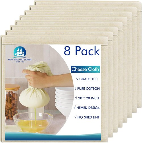 Grade 100 Reusable Cheesecloth by [Brand Name] - 20x20 Inch Unbleached Cotton Strainer for Cooking & Baking