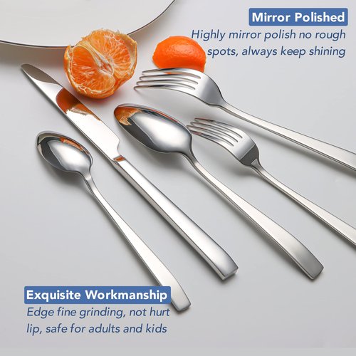40 Piece Silverware Set Service for 8, EIUBUIE Premium Stainless Steel Cutlery Set, Mirror Polished Flatware Sets Heavy Duty and Solid, Modern Kitchen Eating Utensils Sets Include Spoons Forks Knives