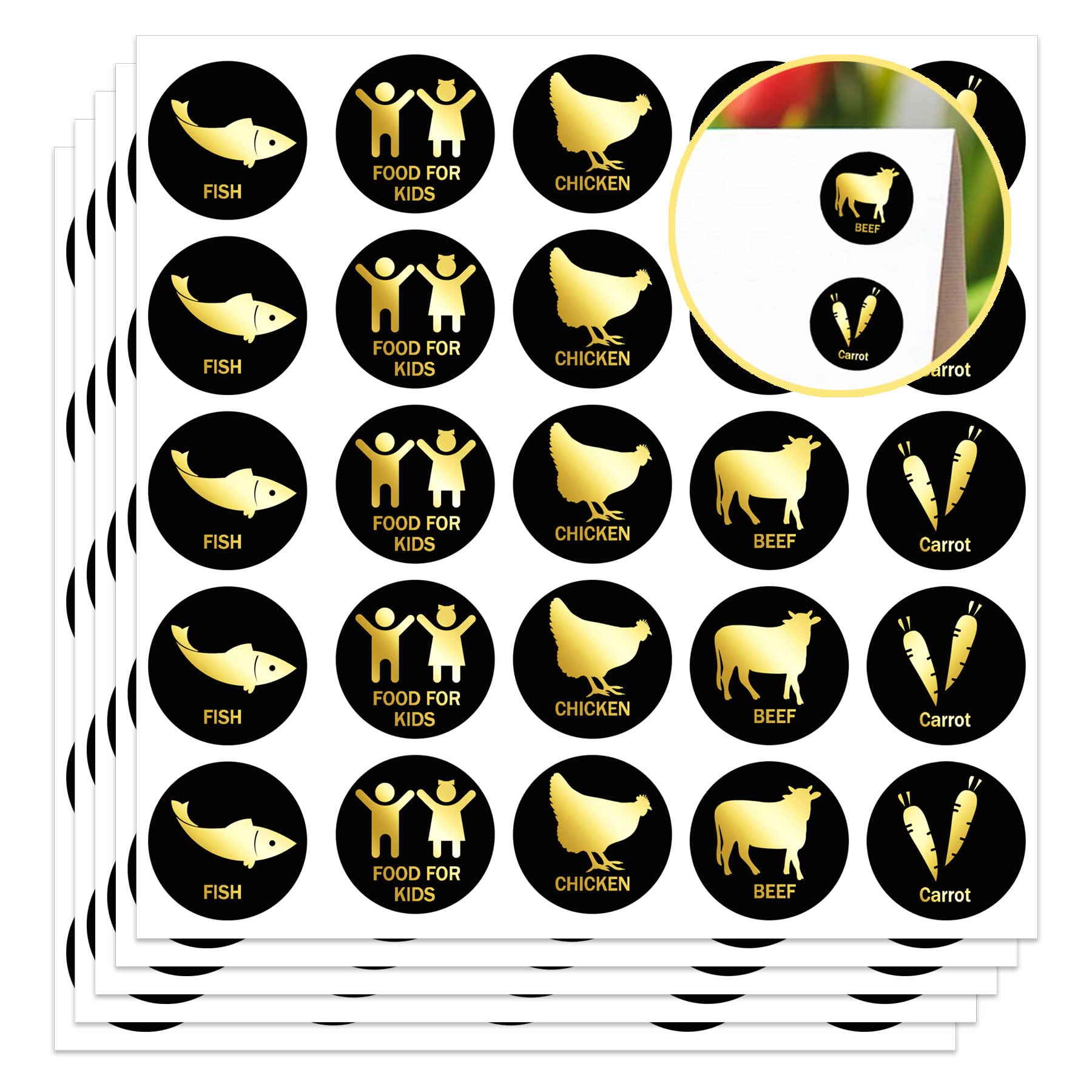 1 Inch Wedding Meal Choice Wedding Meal Indicator Sticker - Beef Fish Chicken Food for Kids Stickers Place Card Menu Choices Catering Food Stickers for Birthday Party 300Pcs