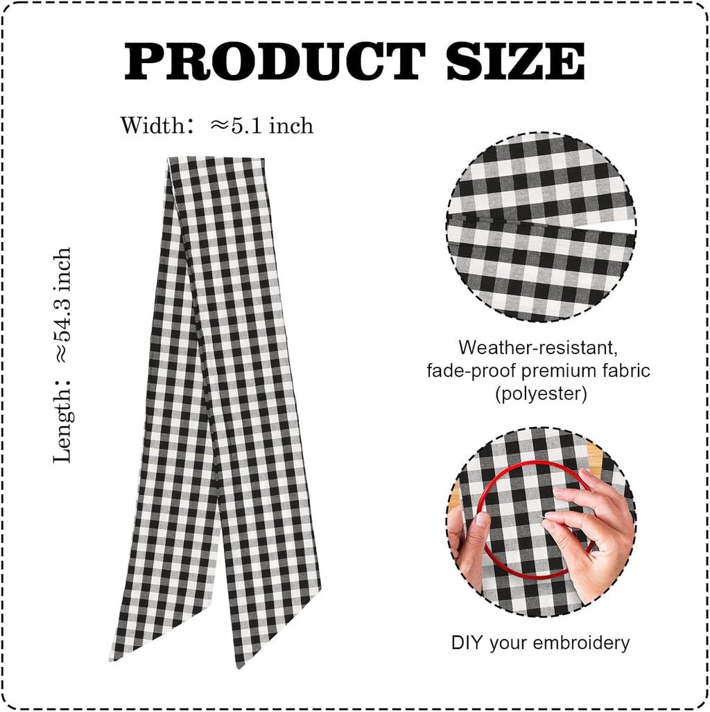 Regine Switzerland Black And White Plaid Wreath - Elegant Front Door Decoration For Halloween & Weddings