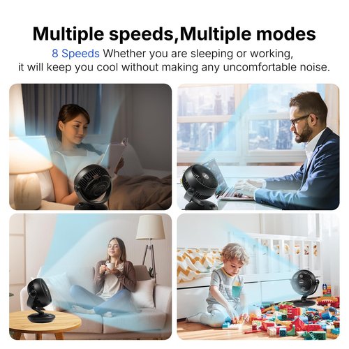 SIGBOT Fan for Bedroom with Remote,Ultra Quiet Desk Fan,with 3 Modes,8 Speeds,9-Hour Timer,10 inch,High-Velocity Air Circulator Fan,Oscillating Table Fan,Touch Control,for Home,Dorm,Clinic & Office