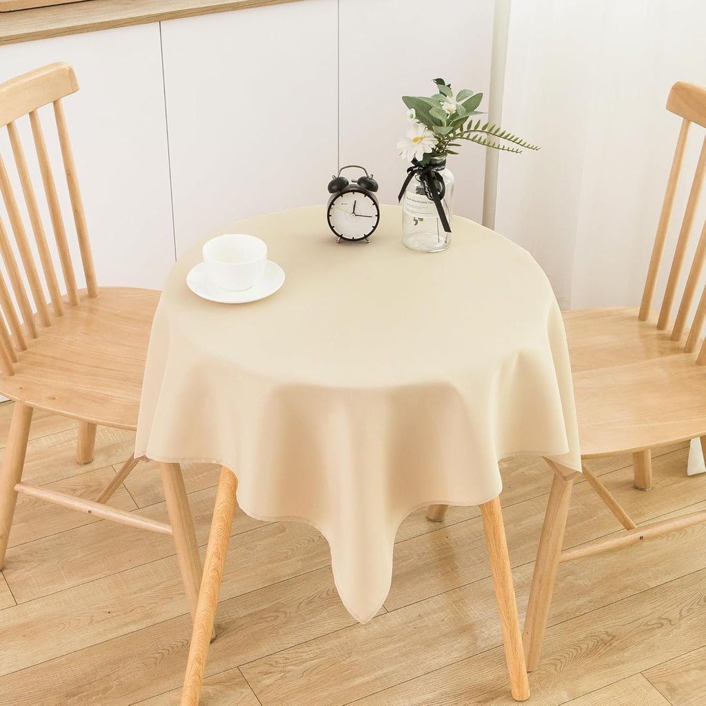 Skiennix 36x36 Inch Beige Small Square Tablecloth - Washable Polyester Fabric for Indoor/Outdoor Use