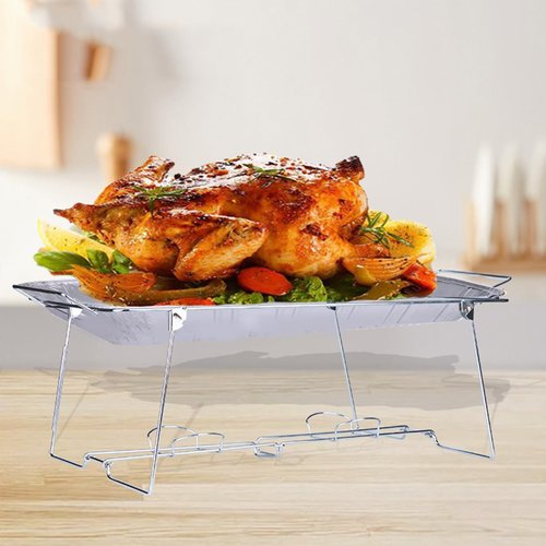 Hyuetrsa 8 Pcs Buffet Wire Rack Buffet Rack, Reusable Buffet Wire Rack Chafing Stand for Catering Pan Food Dish Serving Tray Buffet Birthday Supply (Silver)