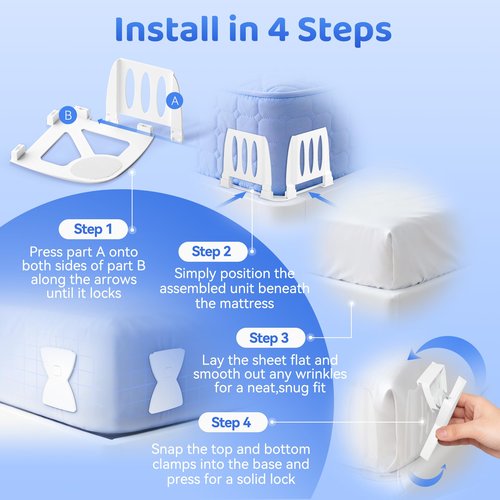 WISHBAY Fitted Sheet Holder for Corners Upgrade Bed Sheet Grippers Dual-Side Lock Design, 4Pcs Bed Sheet Holders Heavy Duty Sheet Clips Fitted All Mattress Sizes, Lock Sheet Holders Keep Firm