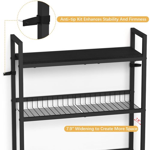 YBING Over The Toilet Rack 3 Tier Bathroom Shelf Over Toilet Storage Organizer Freestanding Above Toilet Storage Rack with Metal Frame and Hook Bathroom Over Toilet Storage Stand Black