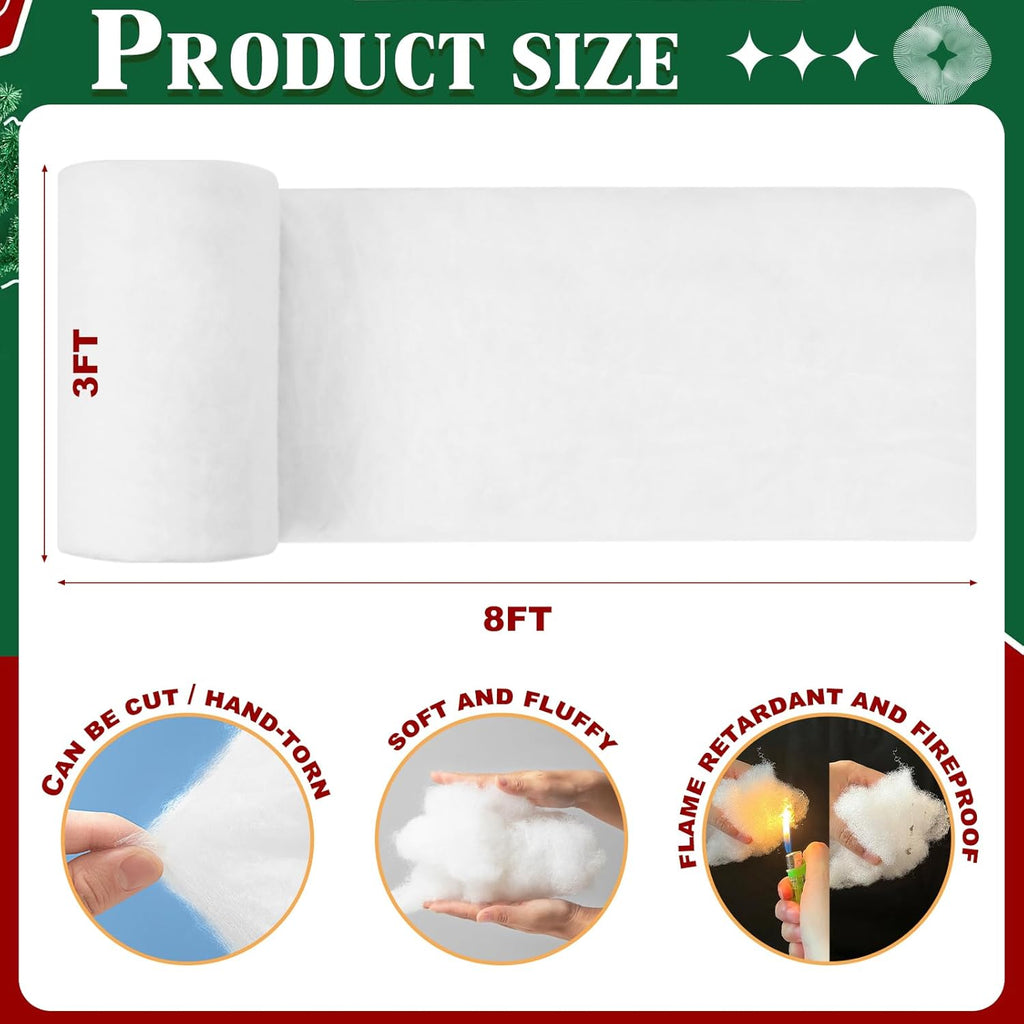 5 Pack Christmas Fake Snow Blanket - Thick 3x8 FT Fluffy White Artificial Snow Sheets for Holiday Displays
