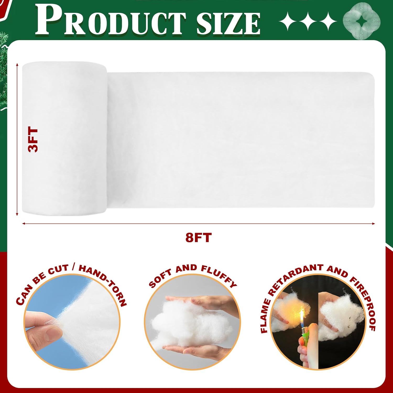 5 Pack Christmas Fake Snow Blanket - Thick 3x8 FT Fluffy White Artificial Snow Sheets for Holiday Displays