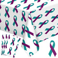 Buryeah 3 Pcs Suicide Awareness Tablecloth Suicide Prevention Month Items Purple and Teal Ribbon Rectangle Disposable Plastic Table Covers Suicide Prevention Decoration for Home Community Events
