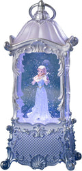 Snow Globe Lantern | Violin Girl Music Box - Shatterproof, LED Light, 8 Songs, USB/Battery Powered, Silver