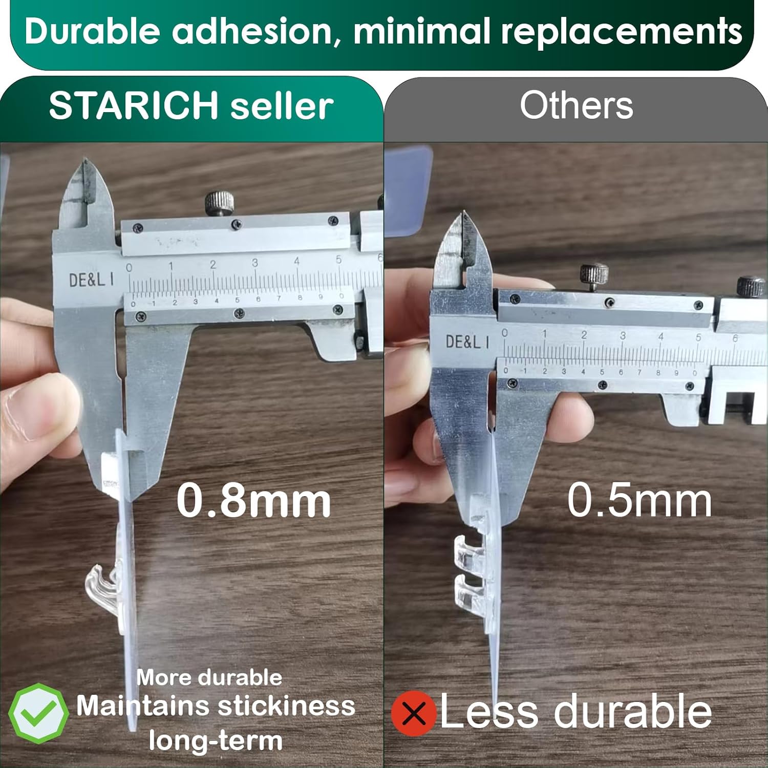 Shower Caddy Adhesive Replacement, Shower Shelf Adhesive, Shower Adhesive Strips, Adhesive Stickers Transparent 2 Flat Hooks 6 1/2