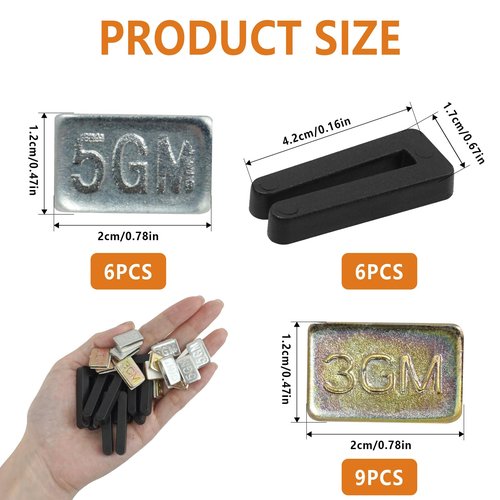 Nextpal 21 Pcs Ceiling Fan Balancing Kit, Fan Blade Balance Weights and Clips with Self-Adhesive Metal for Vibration Noise Reduction, Home and Office Use (6 Clips+9x3G+6x5G Weights)