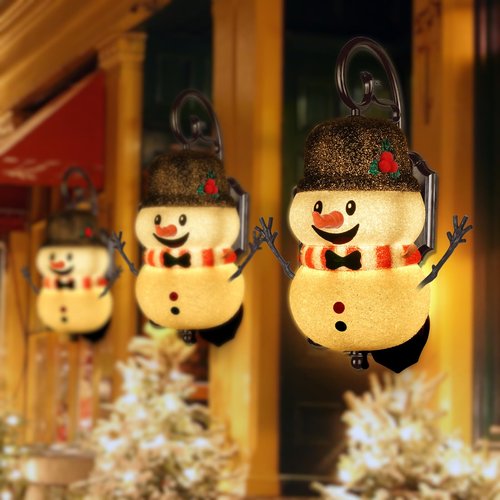 2 Pack Snowman Christmas Porch Light Covers for Porch Lights, Winter Holiday Outdoor Christmas Decorations for Porch Light, Garage Light