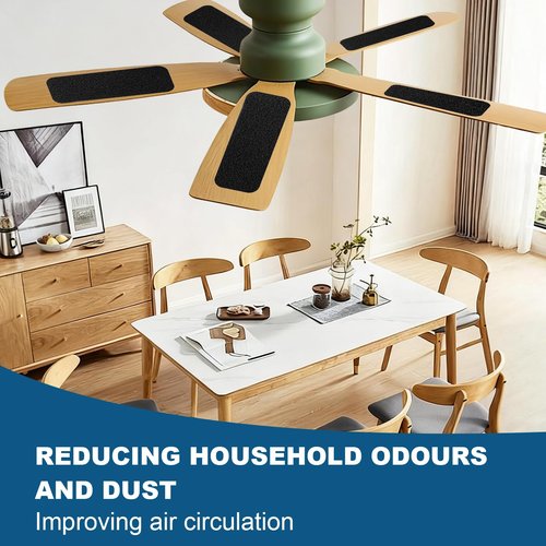 Storystore 22 Pack Ceiling Fan Filters for Blades - 3.5" x 10" Activated Coconut Carbon Filters for Fan, Self-Adhesive Filter Pads, Universal Fit Most Standard Household Fans (Black)