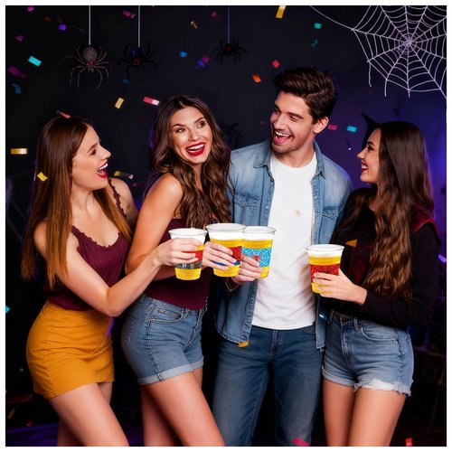 50Pcs Spider Web Birthday Party Decorations Cups, 12 OZ Disposable Plastic Drinking Cups Hot Cold Drink Wine Coffee for Home Sports Birthday Christmas Themed Holiday Party Supplies Favors