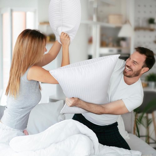 COZSINOOR Goose Down Feather Pillows - Queen Size Hotel Bed Pillows, Soft 600 TC Cotton Cover, Set of 2 for All Sleep Positions