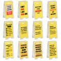 24 Pack Funny Office Desk Signs, Mini Acrylic Yellow Caution Desk Signs Office Decorations for Coworker Women Men Boss and Employee Appreciation Gifts