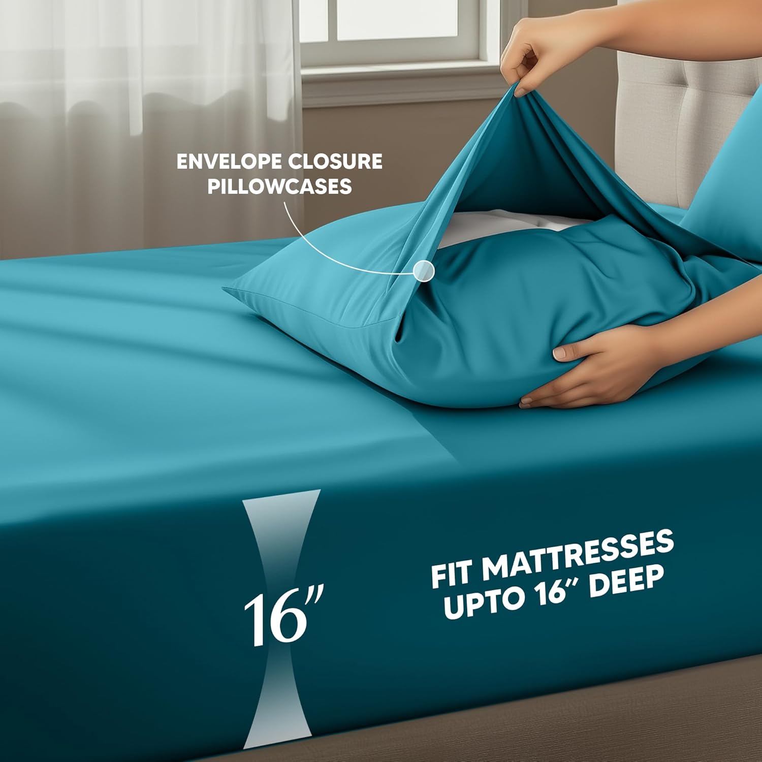 Utopia Bedding Queen Size Sheet Set - Soft, Breathable Microfiber, 4-Piece in Denim Blue | Oeko Tex Certified