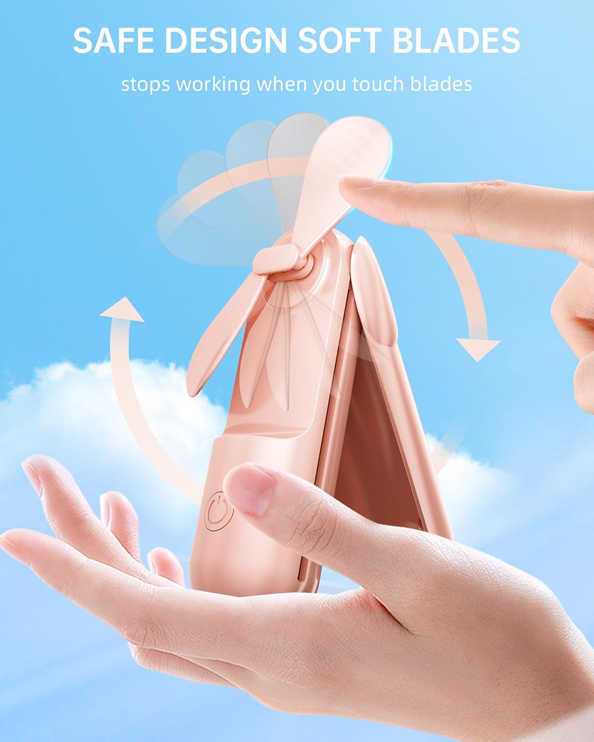 Skiennix Mini Handheld Fan - Portable USB Rechargeable Fan with 2000 mAh Battery | 3 Adjustable Speeds, Ideal for Travel