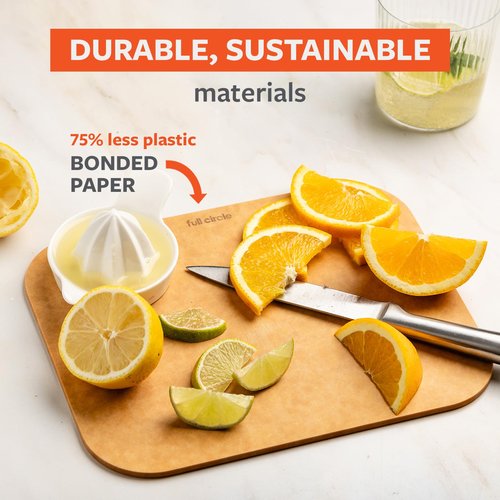 Full Circle Chop To It Quick Prep Cutting Board – Small Size 8x10" – Dishwasher Safe, Reversible & Lightweight, Naturally Bonded Kraft Paper