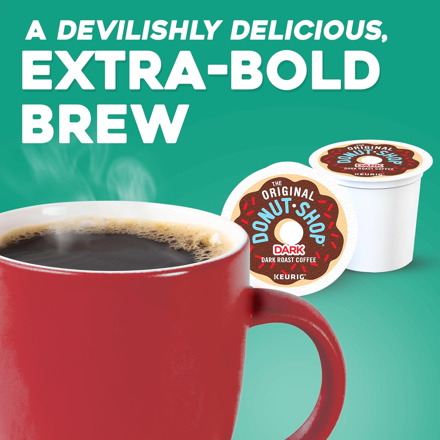 Original Donut Shop Dark Roast K-Cup Pods - Single-Serve Coffee, 60 Count (6 Packs of 10)