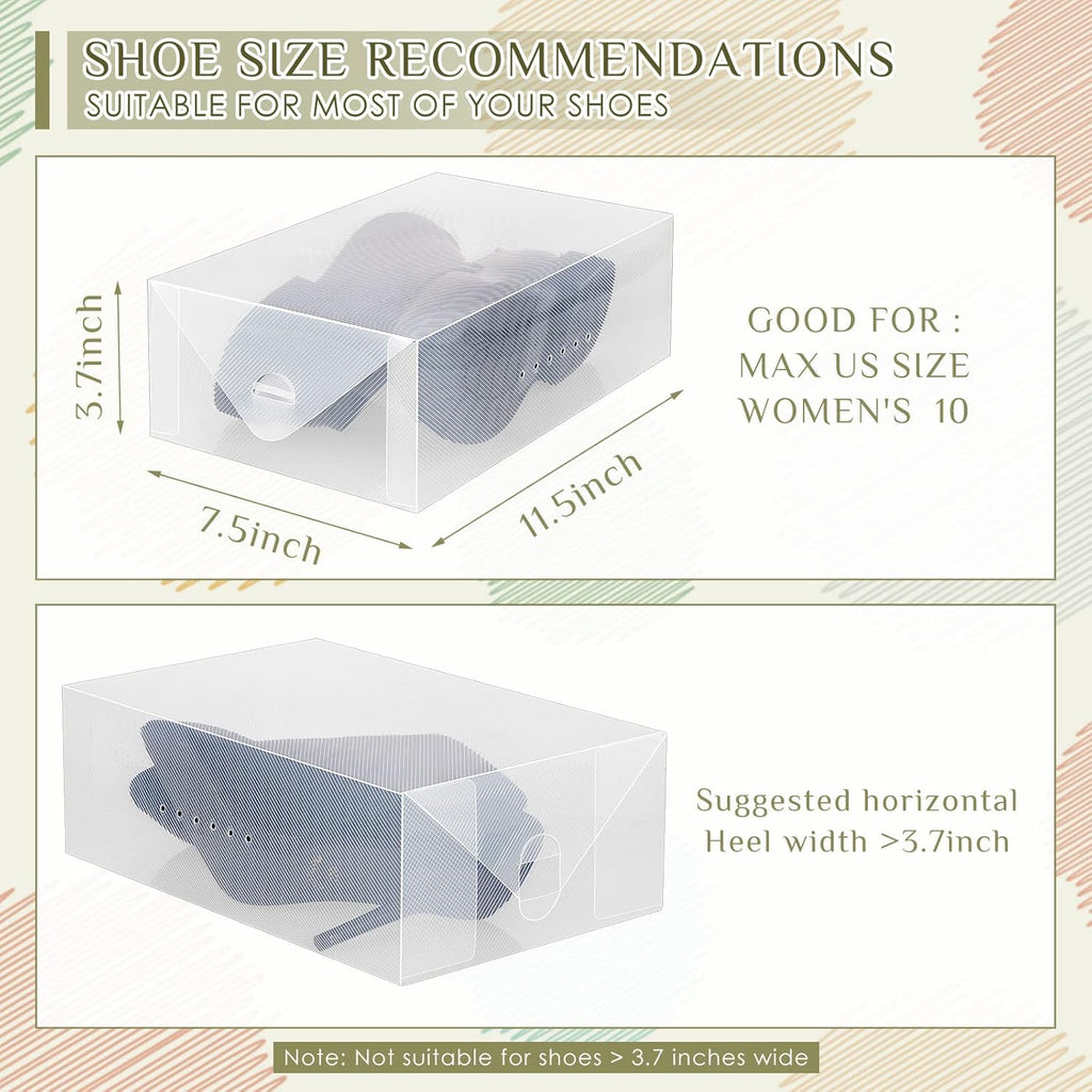 Sintuff Clear Shoe Storage Boxes - 20 Pcs Stackable Plastic Organizers for Ankle Boots & High Heels | 11.8 x 7.5 x 3.7 Inches
