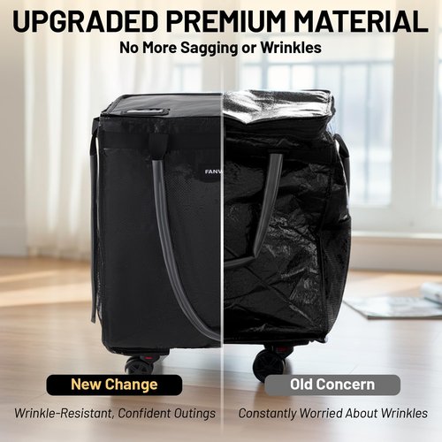 (Large) Fanwoli Reusable Grocery Bag On Wheels with Washable Liner | Wrinkle-Resistant Fabric | Enhanced Stability Wheels & Extended Handle | Foldable Shopping Trolley for Laundry, Carries Up to 130L